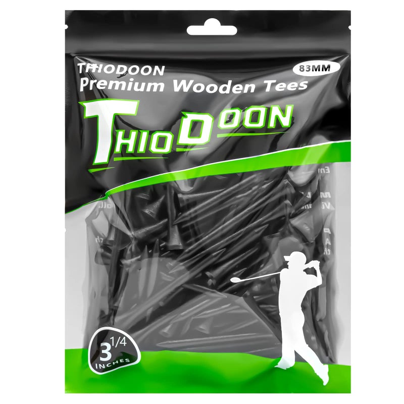 THIODOON Golf tees 3 1/4 inch Less Friction Wood Tees Training for Golfer Professional Natural Wood Golf tees Bulk 100 Count Golfing Tees - Image 1
